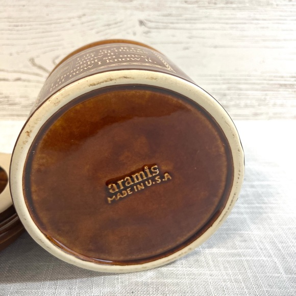 Aramis brown lidded crock jar storage decor gift - Picture 2 of 5
